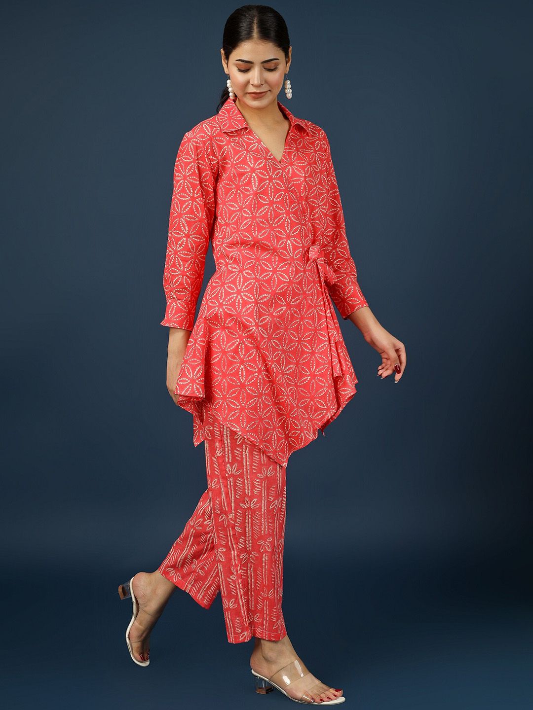 PRINTED PURE COTTON TUNIC WITH TROUSERS