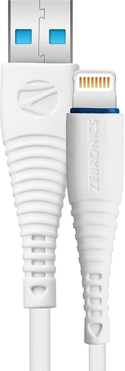 ZEBRONICS 1 m Lightning Cable  (Compatible with I Phone, White, One Cable)