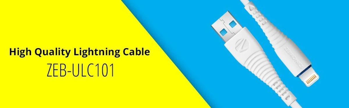 ZEBRONICS 1 m Lightning Cable  (Compatible with I Phone, White, One Cable)