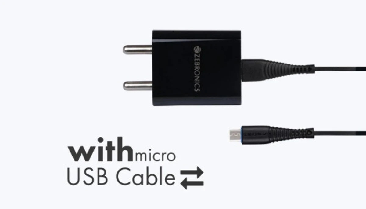 ZEBRONICS Multiport Mobile Charger with Detachable Cable  (Black)