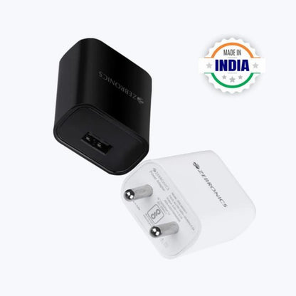 ZEBRONICS Multiport Mobile Charger with Detachable Cable  (Black)