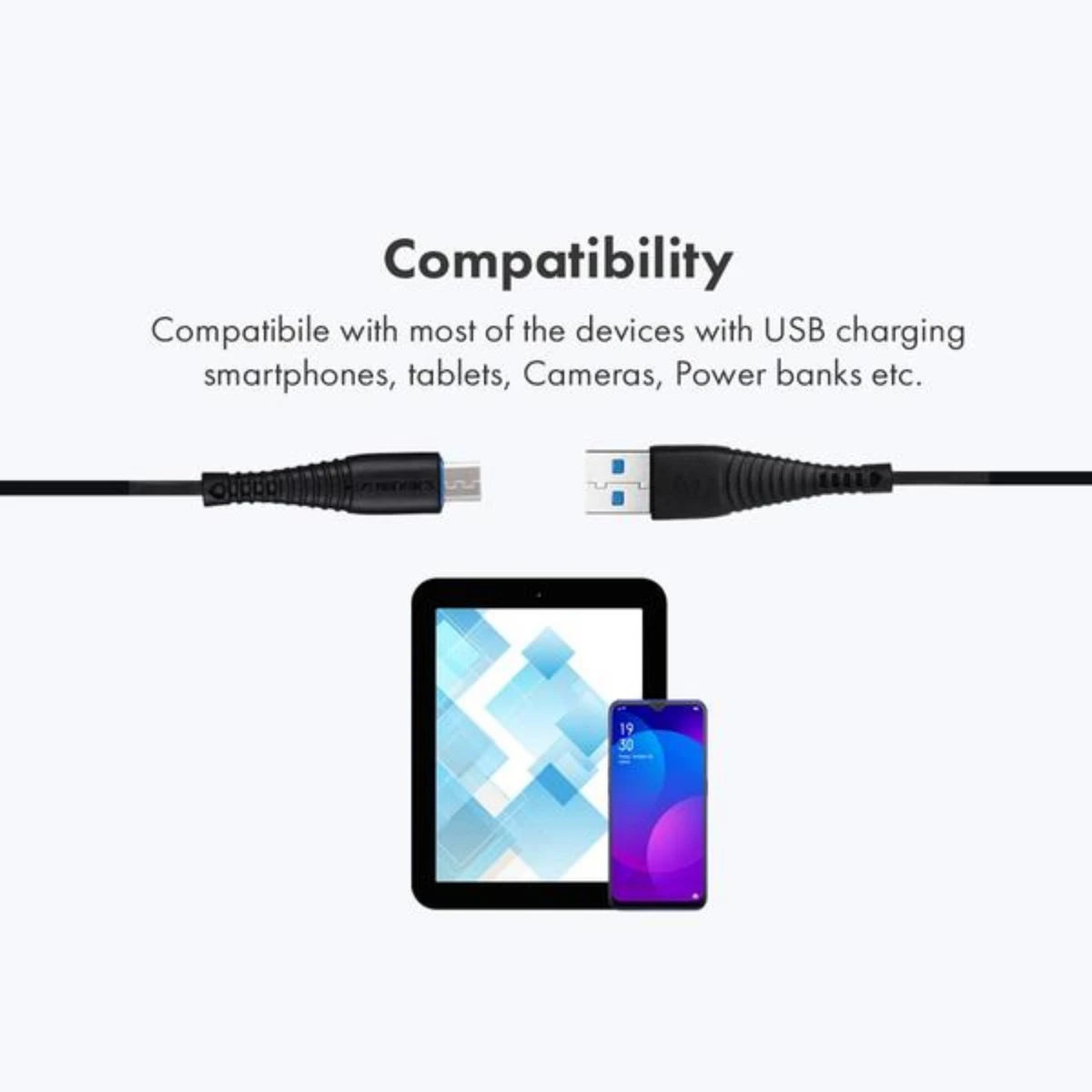 ZEBRONICS Multiport Mobile Charger with Detachable Cable  (Black)